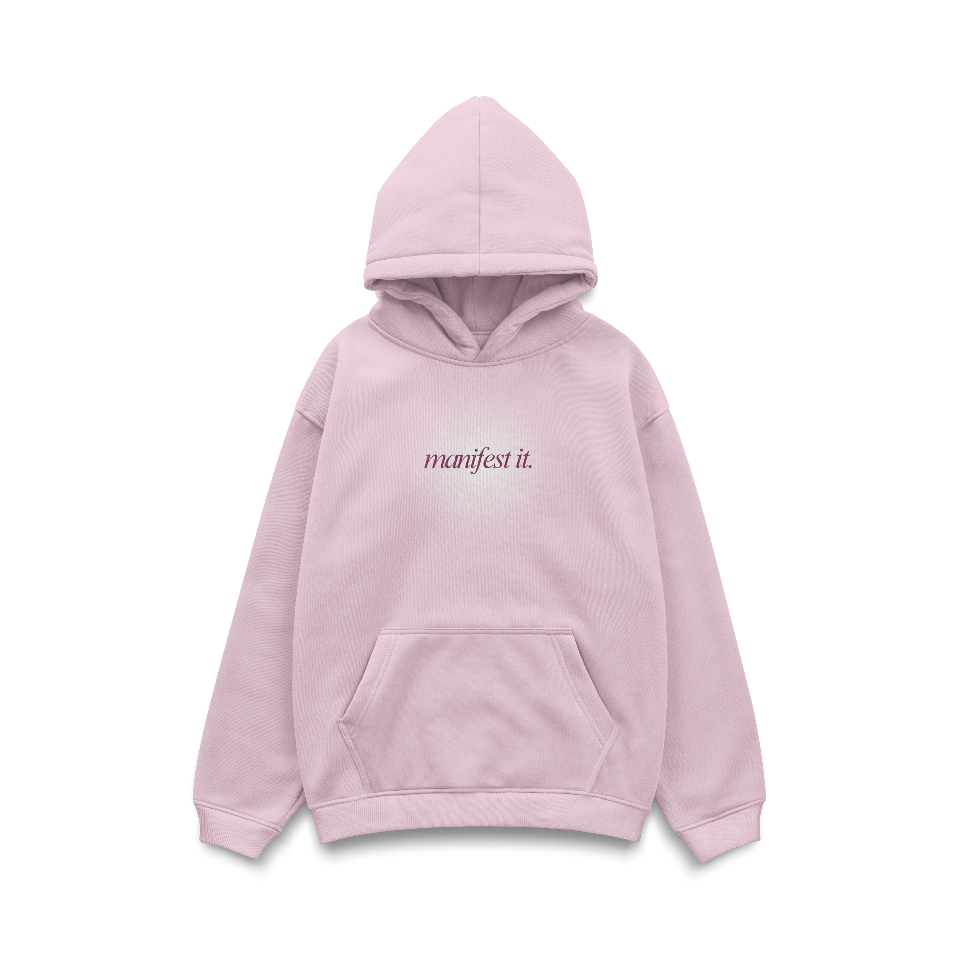 Soft pink manifestation hoodie – Manifest It affirmation sweatshirt for women with positive quote design.